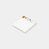 ネイビーブルーと金ゴールド水彩花カスタマイズ ポストイット (アングル)