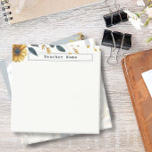 ネイビーブルーと金ゴールド水彩花カスタマイズ ポストイット