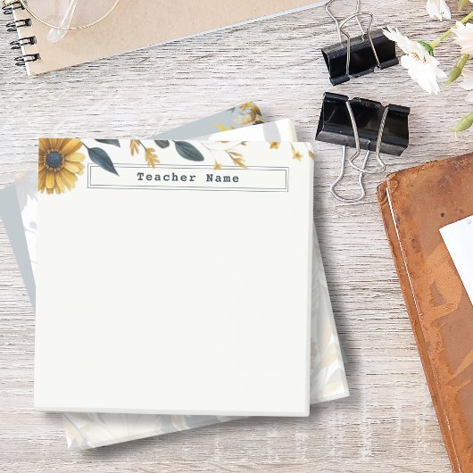 ネイビーブルーと金ゴールド水彩花カスタマイズ ポストイット