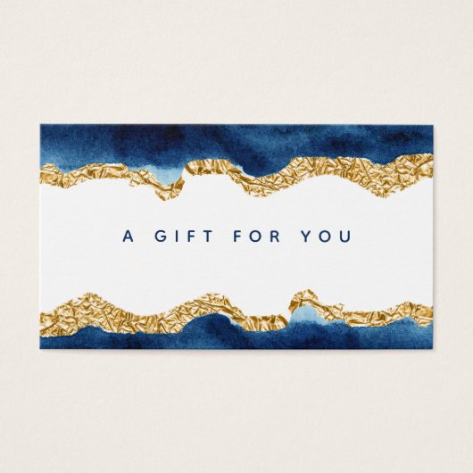 ネイビーブルーと金ゴールド水色ギフトカード (正面)