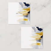 ネイビーブルーと金ゴールド水色 スクエア名刺 (正面/裏面)