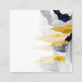 ネイビーブルーと金ゴールド水色 スクエア名刺 (裏面)