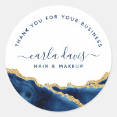 ネイビーブルーと金ゴールド水色 ラウンドシール (正面)