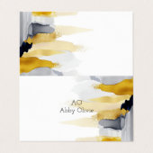 ネイビーブルーと金ゴールド水色 名刺 (外部フラット)