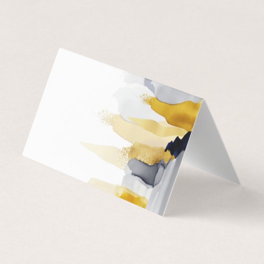 ネイビーブルーと金ゴールド水色 名刺 (裏面)