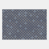 ネイビーブルーと金ゴールド海をシームレスにテーマ ラッピングペーパーシート (正面)