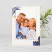 ネイビーブルーと金ゴールド熱帯緑の写真 シーズンカード (スタンド正面)