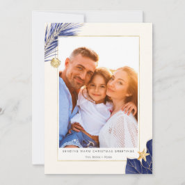 ネイビーブルーと金ゴールド熱帯緑の写真 シーズンカード