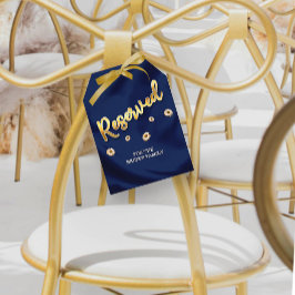 ネイビーブルーと金ゴールド結婚ズ指定席大ラベル