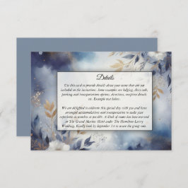 ネイビーブルーと金ゴールド結婚フローラ エンクロージャーカード