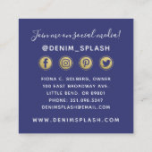 ネイビーブルーと金ゴールド絵を描ストロークSNS スクエア名刺 (裏面)