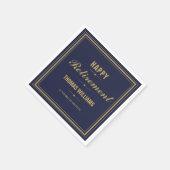 ネイビーブルーと金ゴールド退職パーティー スタンダードカクテルナプキン (角)