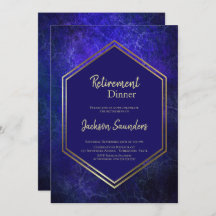 ネイビーブルーと金ゴールド退職夕食