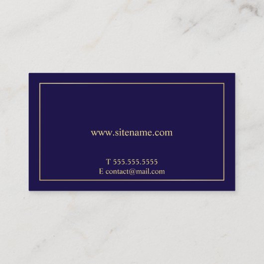 ネイビーブルーと金ゴールド エレガント 名刺 (裏面)