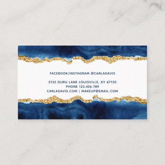 ネイビーブルーと金ゴールド | 書エレガント道 名刺 (裏面)