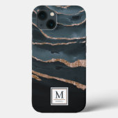 ネイビーブルーと銅エレガント抽象芸術水色 Case-Mate iPhoneケース (裏面)