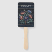 ネイビーブルーと銅牡丹ブーケ結婚ウッド ハンドファン (裏面)