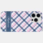 ネイビーブルーとPInkプレイドパターン Case-Mate iPhoneケース (裏面 (横))