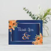 ネイビーブルーにオレンジの花 - ありがとう サンキューカード (スタンド正面)