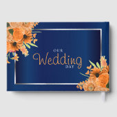 ネイビーブルーにオレンジ色の花 ゲストブック (裏面)