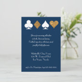 ネイビーブルーにゴールドのラスベガス結婚式の受付カード 招待状 (スタンド正面)