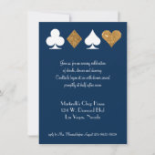 ネイビーブルーにゴールドのラスベガス結婚式の招待状カード 招待状 (正面)