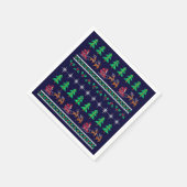 ネイビーブルーにニットのクリスマスセーターの模様 スタンダードカクテルナプキン (角)