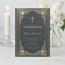 ネイビーブルーにヴィンテージゴールドのエレガントな少年確認式