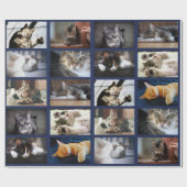 ネイビーブルーに写真のコラージュを10個作成 ラッピングペーパー (フラット)