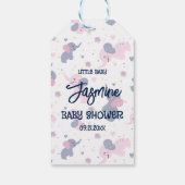 ネイビーブルーに可愛いカートゥーン象の模様 ギフトタグ (裏面)