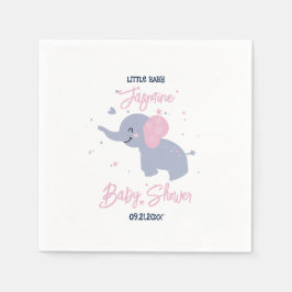 ネイビーブルーに可愛いカートゥーン象の模様 スタンダードカクテルナプキン