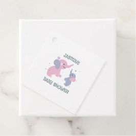 ネイビーブルーに可愛いカートゥーン象の模様 フェイバータグ