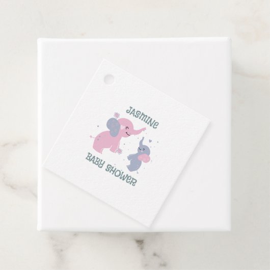 ネイビーブルーに可愛いカートゥーン象の模様 フェイバータグ (インサイチュ)