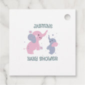 ネイビーブルーに可愛いカートゥーン象の模様 フェイバータグ (裏面)