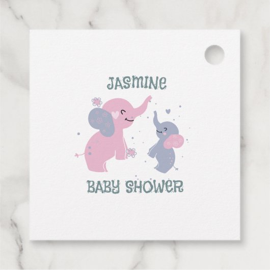 ネイビーブルーに可愛いカートゥーン象の模様 フェイバータグ (裏面)