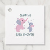 ネイビーブルーに可愛いカートゥーン象の模様 フェイバータグ (正面)