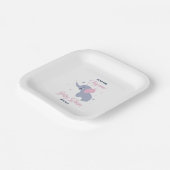 ネイビーブルーに可愛いカートゥーン象の模様 ペーパープレート (傾斜あり)