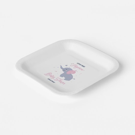 ネイビーブルーに可愛いカートゥーン象の模様 ペーパープレート (傾斜あり)