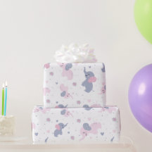 ネイビーブルーに可愛いカートゥーン象の模様