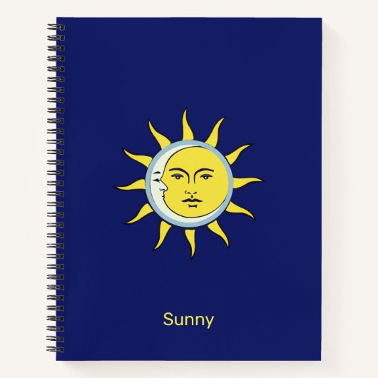 ネイビーブルーに月と太陽の共存 ノートブック (正面)