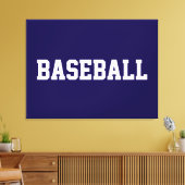 ネイビーブルーに白いスポーツ風BASEBALLの文字 キャンバスプリント (インサイチュ (リビング))