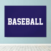 ネイビーブルーに白いスポーツ風BASEBALLの文字 キャンバスプリント (インサイチュ (ウッドフロア))
