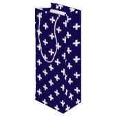 ネイビーブルーに白いポルカが交差 ワインギフトバッグ (裏面アングル)