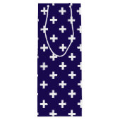 ネイビーブルーに白いポルカが交差 ワインギフトバッグ (裏面)