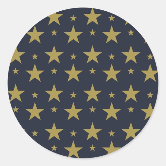 ネイビーブルーに輝くゴールドの星 - エレガントでタイムレス ラウンドシール (正面)