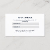 ネイビーブルーに黄色の花の背景モノグラムRe 紹介カード (裏面)