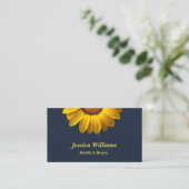 ネイビーブルーに黄色の花の背景モノグラムRe 紹介カード (スタンド正面)