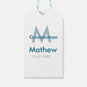 ネイビーブルーのおしゃれな groom 名前 日付 メンズ ギフトタグ (裏面)