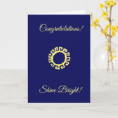ネイビーブルーのお祝いカードに輝くCongratulations Shine Bright カード (黄色い花)