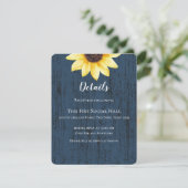 ネイビーブルーのひまわりとライトのラスティックウェディング 招待状 (スタンド正面)